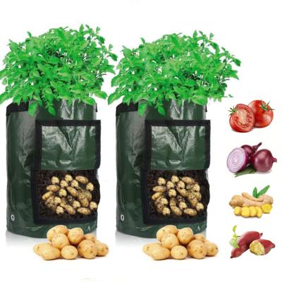 China Plant Fiber Potato Grow Bag PE Onion Plant Vegetable Bag With Handle Thickened Garden Carrot Taro Peanut Growing Bag for sale