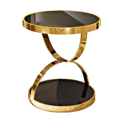 China Coffee table living room modern design stainless steel hot tea round table glass coffee for sale