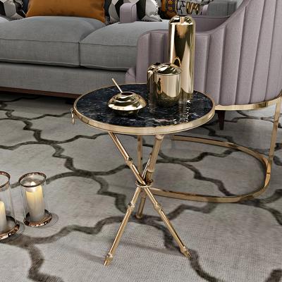 China Modern Hot Selling Marble Stainless Steel Center Top Coffee Table Style Living Room Top Coffee Table for sale