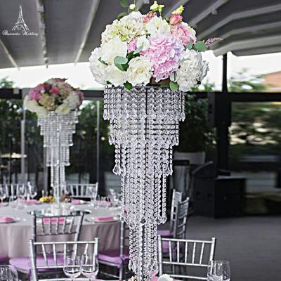 China 10pcs/lot Weddings Metal Flower Stand Romantic Luxury Wedding Centerpiece With Acrylic Beads For Wedding Party Event Home Decoration for sale