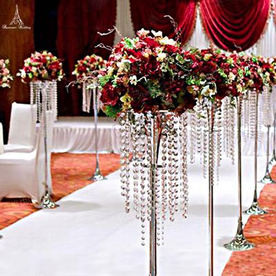 China For Wedding Event Party Decoration 10pcs/lot Metal Frame Flower Vase Column Wedding Trumpet Stand Acrylic Road Lead Centerpieces For Wedding Party Decoration for sale