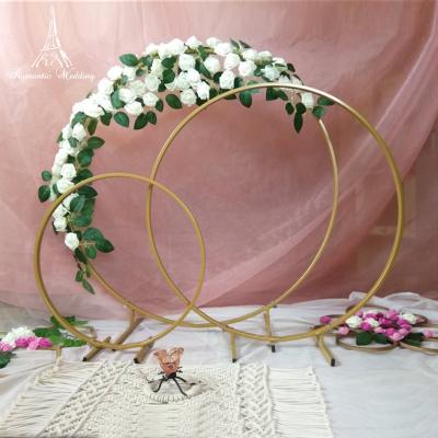 China Simple Backdrop Decor Wedding Gold Flower Arch Metal Balloon Stand Flower Decoration For Wedding Party Decor for sale