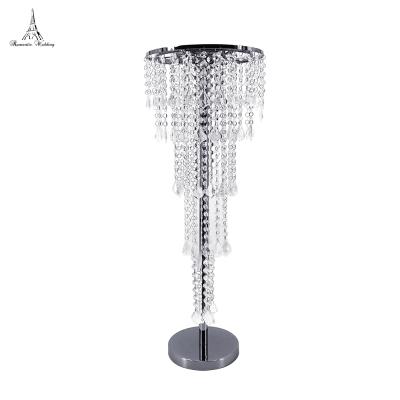 China Romantic Silver Acrylic+Metal 5 Tier Flower Stand Centerpiece With Acrylic Beads For Wedding Event for sale