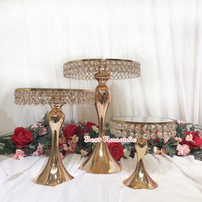 China Wedding Decoration Metal Cake Stand Set Cake Display Stand With Glass Crystal For Wedding Event Party Decoration Birthday Cake Hot Sale Decorating for sale