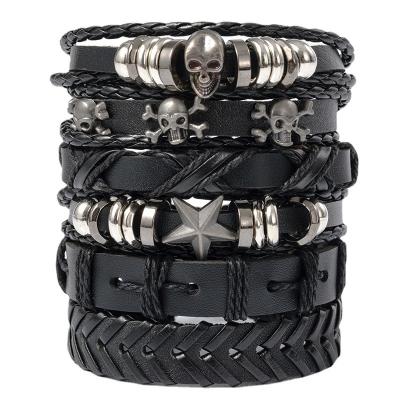 China Popular accessories punk border punk skeleton series leather bracelet manufacturers directly for hand cheap jewelry for sale