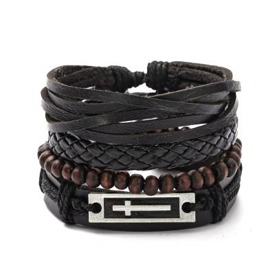 China Source European and American border diy leather bracelet e-commerce cowhide punk handwoven bracelet for sale