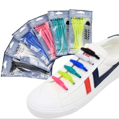 China Hot Selling Lazy Elastic Silicone Rubber Shoe Lace Multi Color Melenlt Round Silicone Rubber Lace No Tie Free Lace en venta