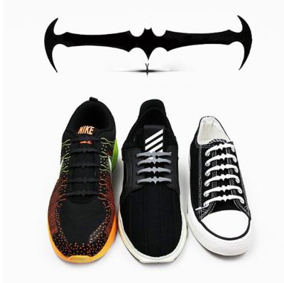 China Around 2019 new fashionable BAT form silicone shoe laces replace no lazy tie laces silicone shoe for sale