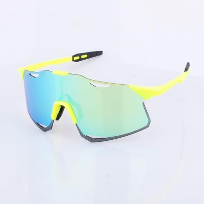 China Neo TR Yellow Light Frame PC Yellow Mirror Lens UV400 Protection Custom Branded OEM 2020 Cycling Sunglasses for sale