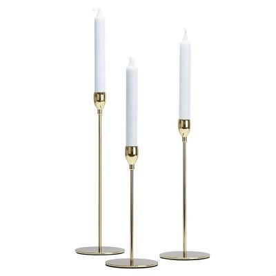 China 2019 European Style Home Wedding Decoration Brass Gold Plated Metal Candlestick Holders Dining Party Home Decoration Candlelight for sale