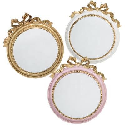 China Small Gold Jewelry White Storage Tray Round Mirror Serving Stocked Tray Set For Wedding Home Decoration Living Room Resin for sale