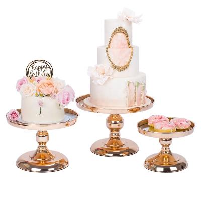 China Luxury Wedding Party Decorations Supplies Metal Silver Gold Cake Stand Single Set Acrylic Glass Mirror Tier Suit Cake Tools 2 for sale