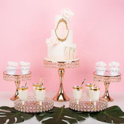 China Luxury Gold Silver Wedding Cake Stand Set Luxury Metal Mirror Decorations Supplies Dessert Party Pearl Dish Wedding Stunning Suit for sale