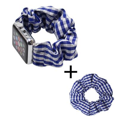 China Elastic Band Blue Apple Eye Elastic Band New Arrival Plaid Scrunchies Elastic Band For 38/40mm for sale