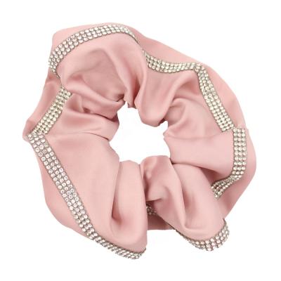 China Travel/custom simple home color hair scrunchies/travel hair scrunchies/Logo Printing Satin Silk Solid elastic hair extension/wholesale fashion color rhinestones for sale