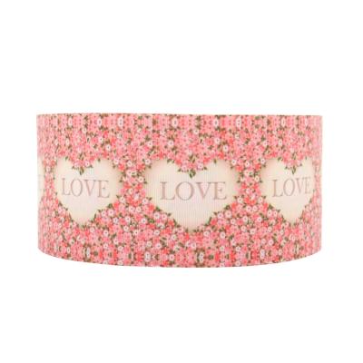 China Sustainable Fashion Wholesale Stars Like Line Type Heart Different Pattern Customized Printed 3 Inch Grosgrain Ribbon for sale