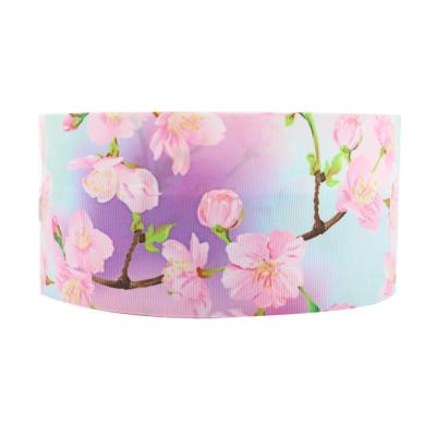 China Viable 3 inch Grosgrain Ribbon Machine Printing Viable High Quality Custom Jacquard Ribbon Floral Custom Logo for sale