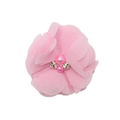 China Custom Logo Hair Ties Durable Hair Bands Wholesale Fashion Solid Color Elastic Band Chiffon Fabric Pearl Durable Hair Accessories for sale