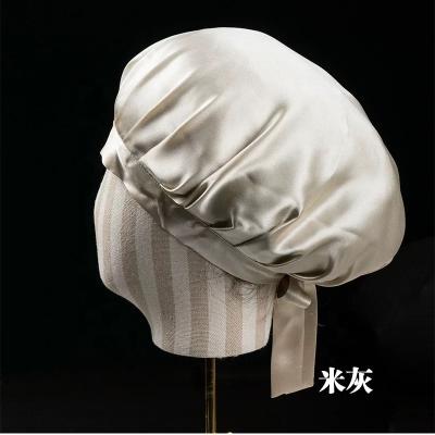 China Double Layer 19mm Mulberry Human Hair Pleated Silk Hood 100% Silk Head Hood With Tie for sale