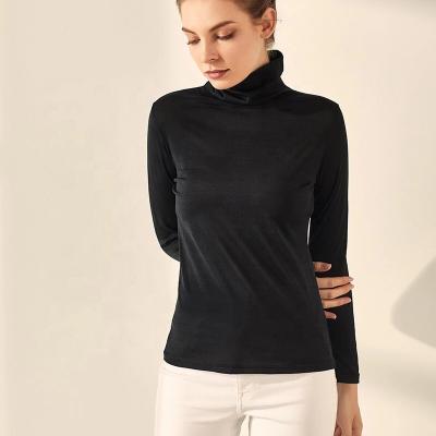 China Anti-wrinkle autumn winter knitted women mulberry silk cotton long sleeve basic wear for sale