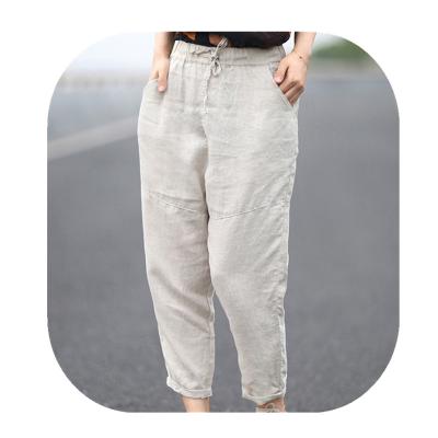 China Breathable Summer Harem Breeches Canvas Women Nine Stitch Loose Casual Pants for sale