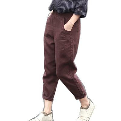 China Harem Breathable Canvas Breeches Women Small Leg Opening Nine Stitch Loose Casual Pants for sale