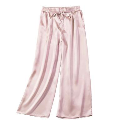 China QUICK DRY Elastic Wide Leg Women Bow Tie Waist Knickers Mulberry Silk Pants for sale