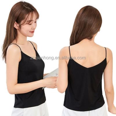 China Wholesale Black Sexy V-Neck Camisole Ladies Anti-Pilling Tank Top Fashion Home Top for sale