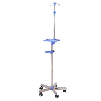 China Height Adjustable Hospital Furniture IV Pole Stainless Steel Medical IV Drip Stand for sale