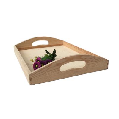 China China Wholesale Good Quality Cheap Square Decor Wooden Tray With Handles for sale