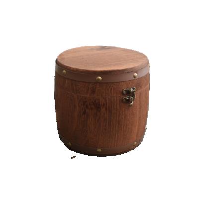 China Viable home using storge box wooden offee bean nuts spice rice sugar packing box wooden barrel mini canister for sale