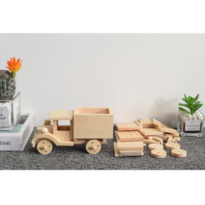 China DIY TOY Factory Prices Diy Baby Truck Kids Block Pine Wooden Mosaic Toys for sale