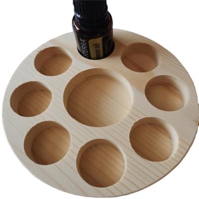 China Cheap Handmade Modern Round Multi Slot Essential Oil Bottle Package Carrier Pine Wood Box for sale