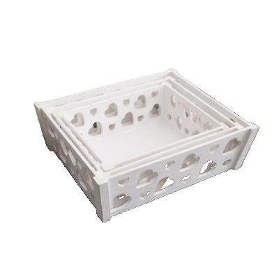 China Factory Direct Sale Handmade DIY Customized High Quality 3 in 1 Rustic Decoupage White Wooden Basket for sale