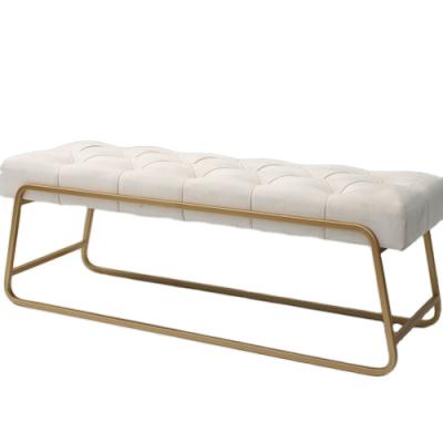 China Other Fashion gold modern metal bedroom living room funtiture home factory arts white velvet bench stool for sale