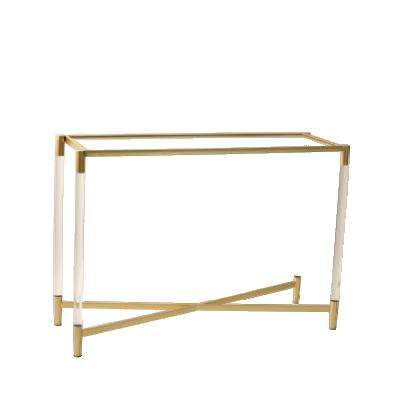 China Factory Modern Arts Home Living Room Furniture Gold Modern Acrylic Glass Control Desk for sale