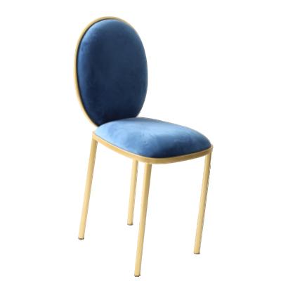 China Other Factory Arts Home Furniture Fashion Metal Design Modern Soft Velvet Seat Gold Lazy Back Dining Chair Stool for sale