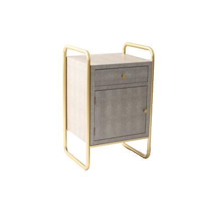 China Other Ball Gold Modern Grain Gold Grain Gray Leather Bedroom Arts Factory Arts PU Bedside Table Nightstand for sale