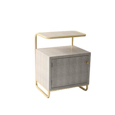 China Other ball gold modern grain gold leather grain leather bedroom furniture factory arts PU bedside table storage nightstand for sale