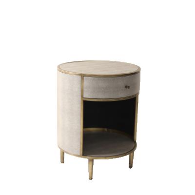 China Other Modern Furniture Gold Bedroom Home Factory Arts Ball Grain Around Gray Leather PU Bedside Table Storage Nightstand for sale