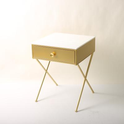 China Other Arts Factory Home Furniture Bedroom Modern Creative Design Color Matched Nightstand Gold for sale