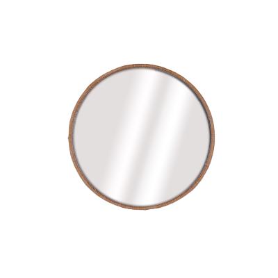 China Home Minimalist Gold Furniture Factory Arts Modern Living Room Decorate Hotel Bamboo Weaving Round Mirror Hawaiian Style 50X4X50CM for sale