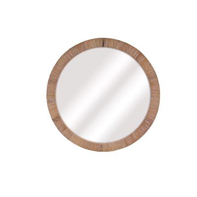 China Modern Home Traditional Golden Furniture Factory Arts Living Room Decorate Hotel Bamboo Weaving Round Mirror Hawaiian Style 46x1.5x46CM for sale