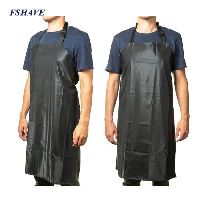 China Durable Cleaning Rubber Leather Apron Kitchen Lab Work Fish Tableware Vinyl Chef Grill Polyester PVC Apron Belt Adjustable Butcher Bib for sale