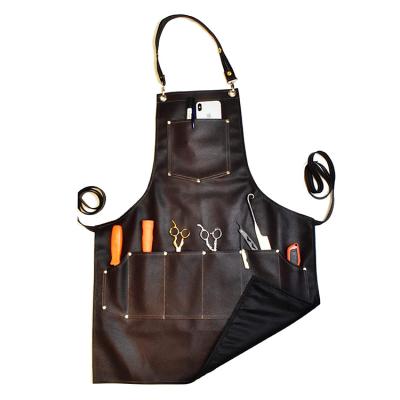 China Beauty Salon Factory Price Custom Leather Apron Wholesale Custom Hairdresser For Men for sale