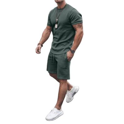 China New Design Fashion Summer Breathable Sports Pulsing Short Sleeve Casual Tracksuit Muscle Fitted Crew Neck Tracksuit Nylon Men Breathable for sale