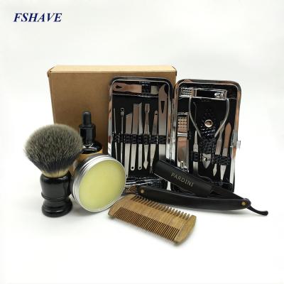 China Deluxe Straight Barber Razor Set Shave With Edge Single Blade Double Blade Gentleman Wet Nail Clippers Kit for sale