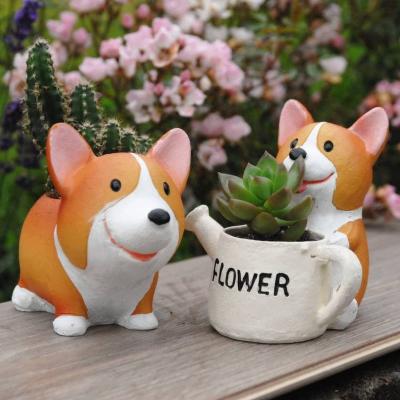 China Lovely Europe Mini Resin Animal Dog Plant Pot for sale