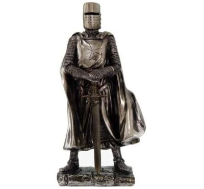 China High Quality Europe Crusader Knight Statue Silver Finishing Cold Cast Resin Statue 7