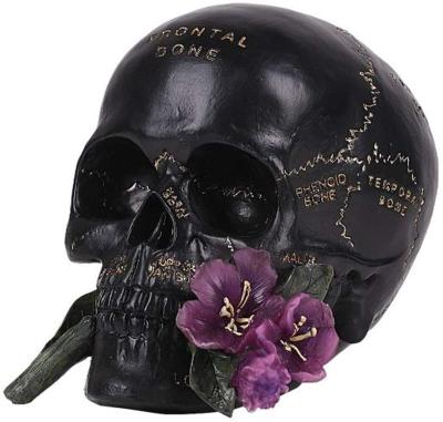 China Europe custom skull with flower resin figurine home decor for sale